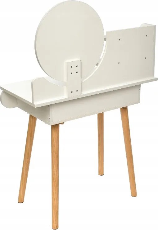 Бяла скандинавска тоалетка с огледало 80x40x120 cm - 2 чекмеджета