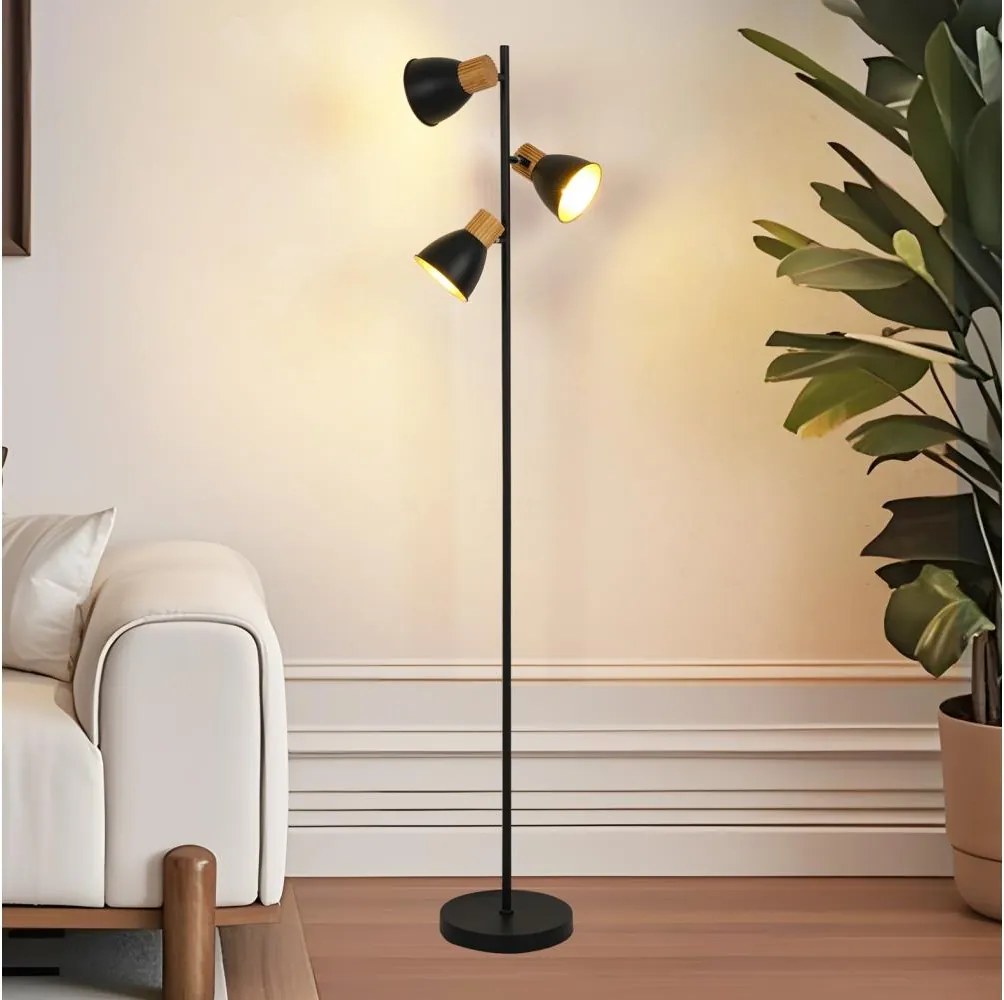 Brilagi - Подова лампа ODENSE 3xE14/10W/230V дърво/черна