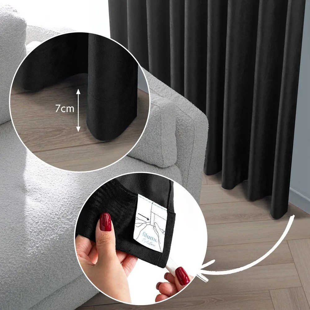 Черна затъмняваща завеса 200x175 cm Velto – Filumi