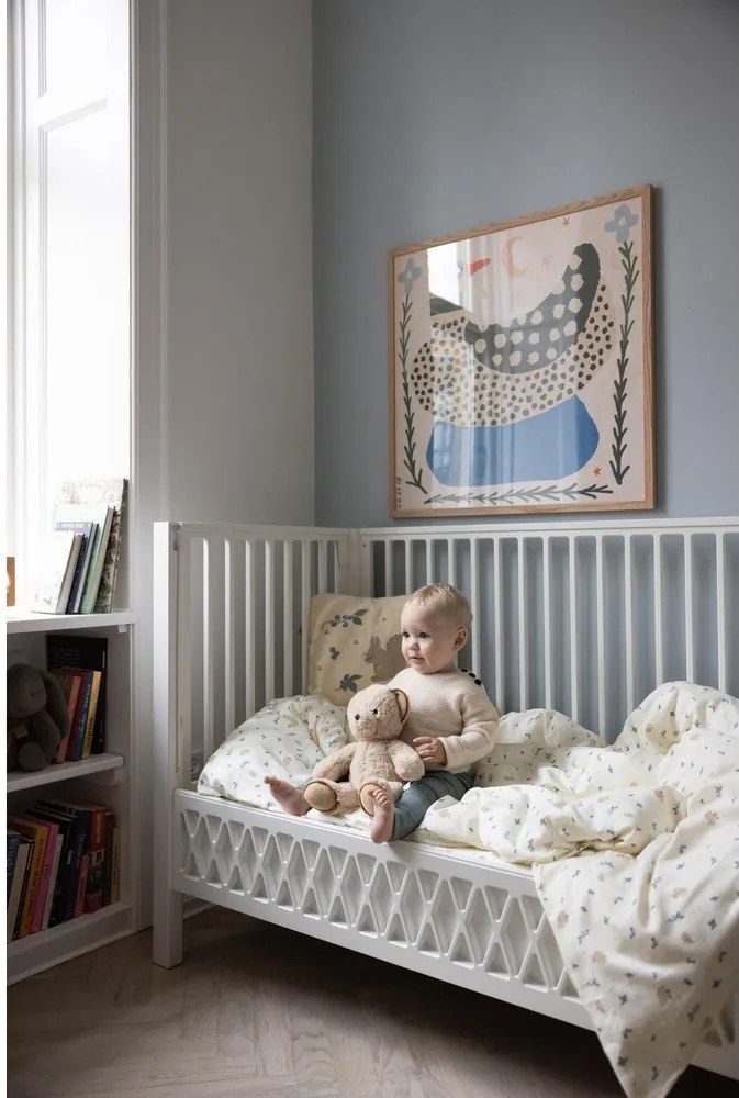 Кремаво единично детско спално бельо от органичен памук 140x200 cm Blueberries – Cam Cam Copenhagen