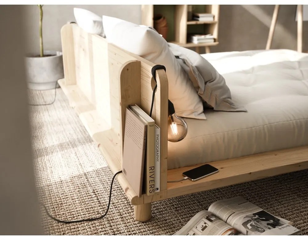 Двойно легло от борова дървесина с решетка 160x200 cm Peek - Karup Design