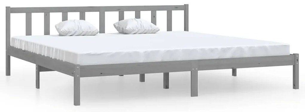 810104 vidaXL Рамка за легло, сива, борово дърво масив, 200x200 см
