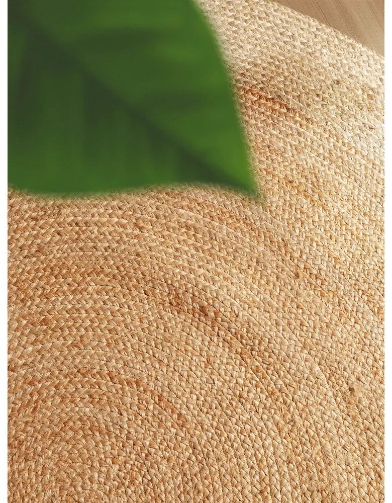 Двустранен ръчно изработен ютен кръгъл килим в естествен цвят ø 240 cm Jutta Gold – Hanse Home