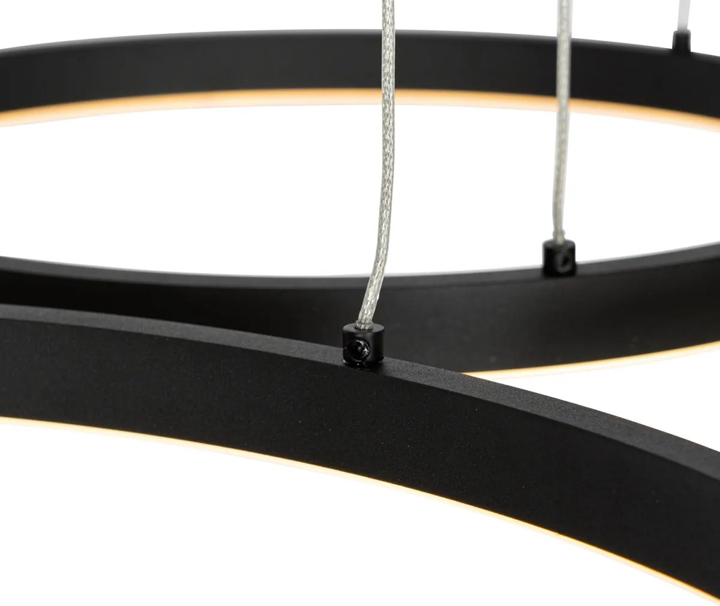 Черен висящ аплик с LED 3-степенна димируема 3-светлина - Anello