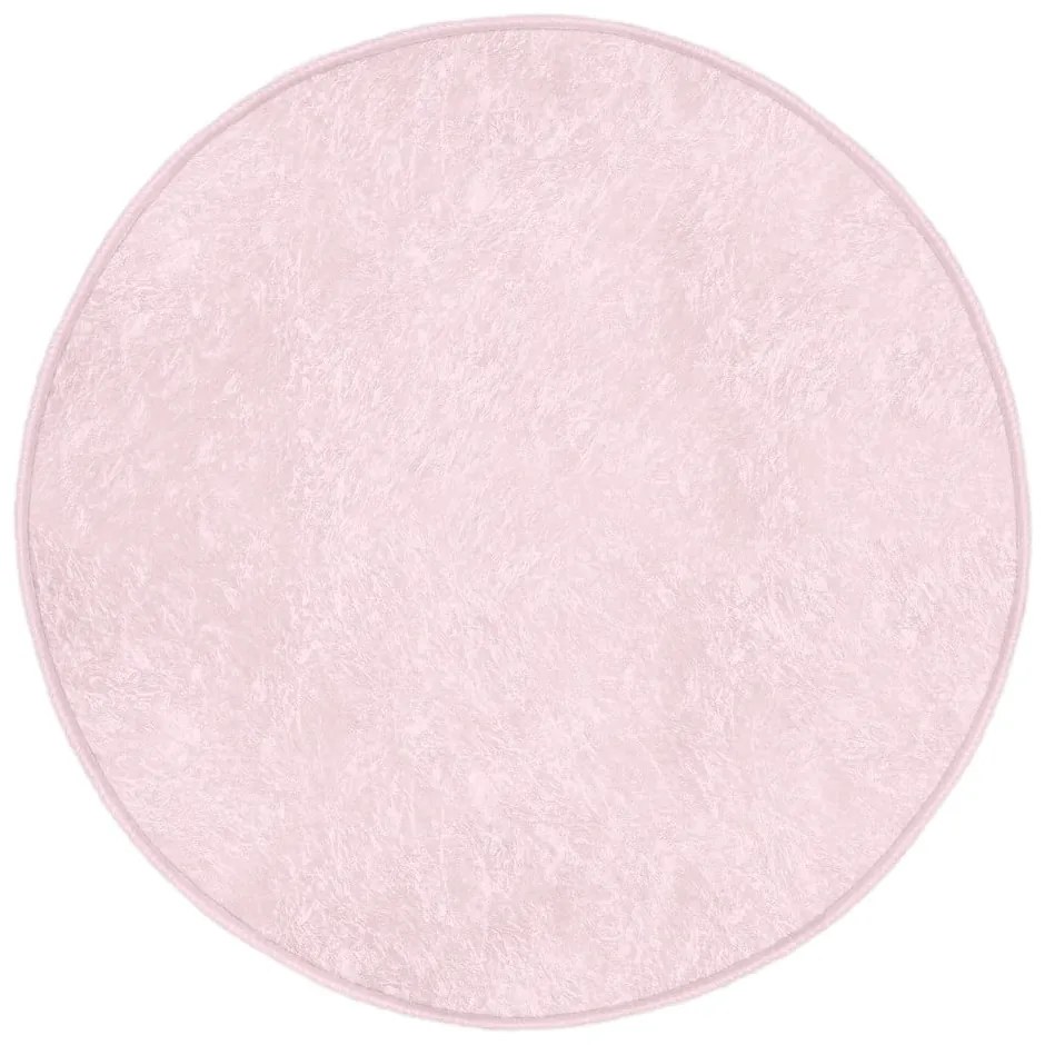 Светлорозов кръгъл килим подходящ за пране и за прахосмукачки роботи ø 100 cm Comfort – Mila Home