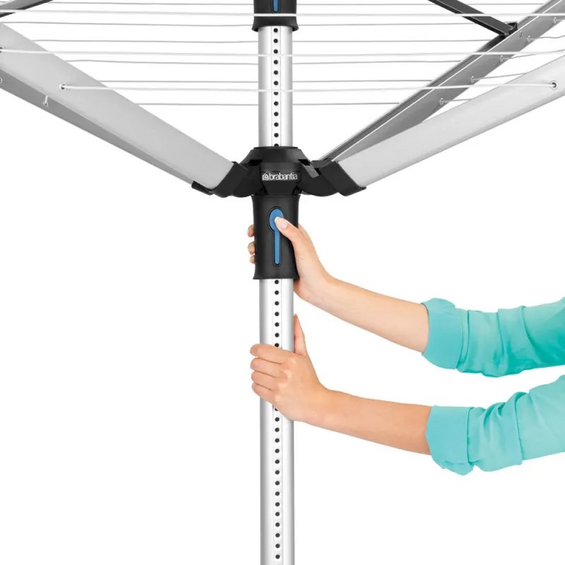 Външен простор Brabantia Lift-O-Matic Advance 90300253, 50 м, Регулируема височина, Котва за бетониране, Калъф, Торба с щипки, Резистентен на корозия, Инокс