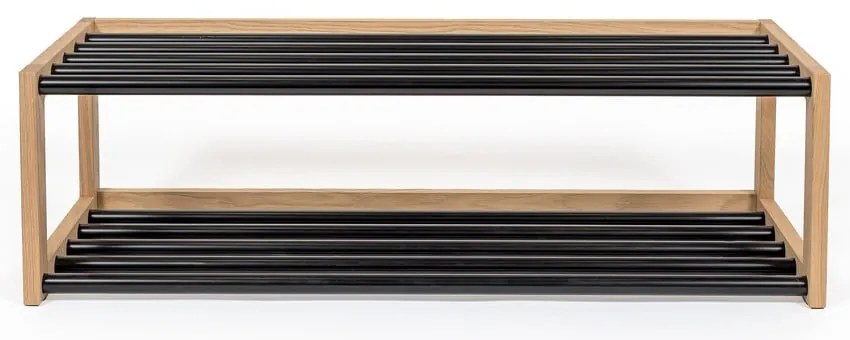 Черна/естествена метална етажерка за обувки - Woodman