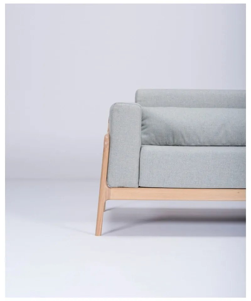 Синьо-сив диван с масивна дъбова конструкция , 210 см Fawn - Gazzda