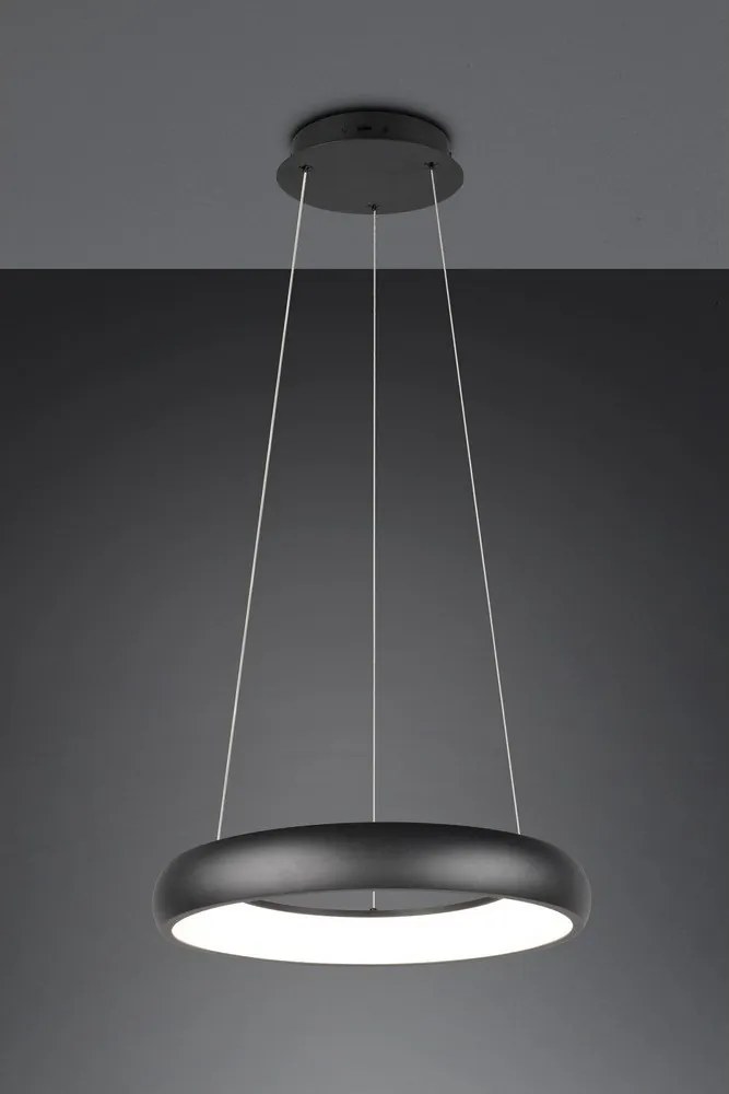 Матово черно LED затъмняващо се висящо осветително тяло с метален абажур ø 46 cm Cardona – Trio