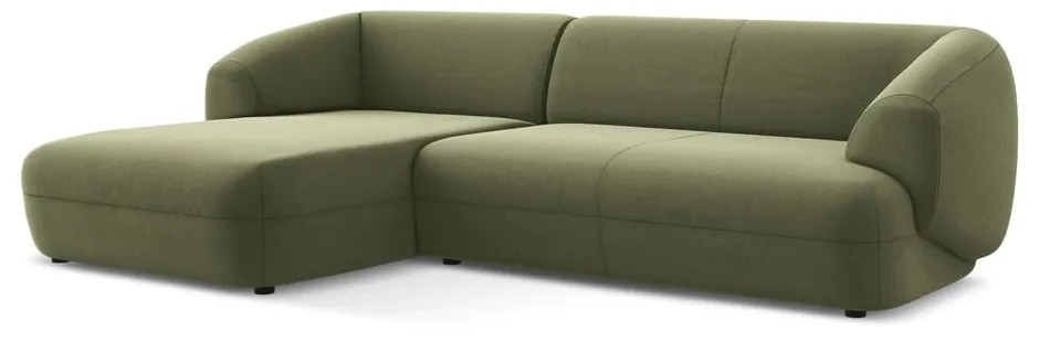 Зелен кадифен ъглов диван (ляв ъгъл) Moana – Makamii