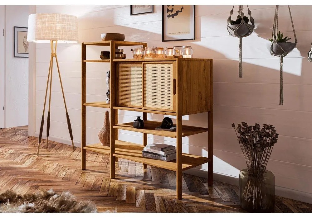 Дъбова дървена етажерка за книги 120x123 cm Pola - The Beds