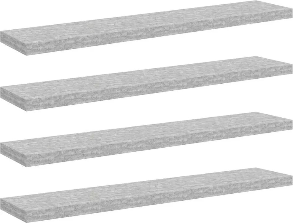 326608 vidaXL Окачени стенни рафтове, 4 бр, бетонно сив, 120x23,5x3,8 см, МДФ
