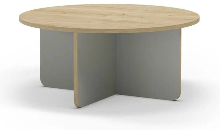 Светлозелена/естествена кръгла масичка за кафе с дъбов плот ø 80 cm Hillary – Marckeric