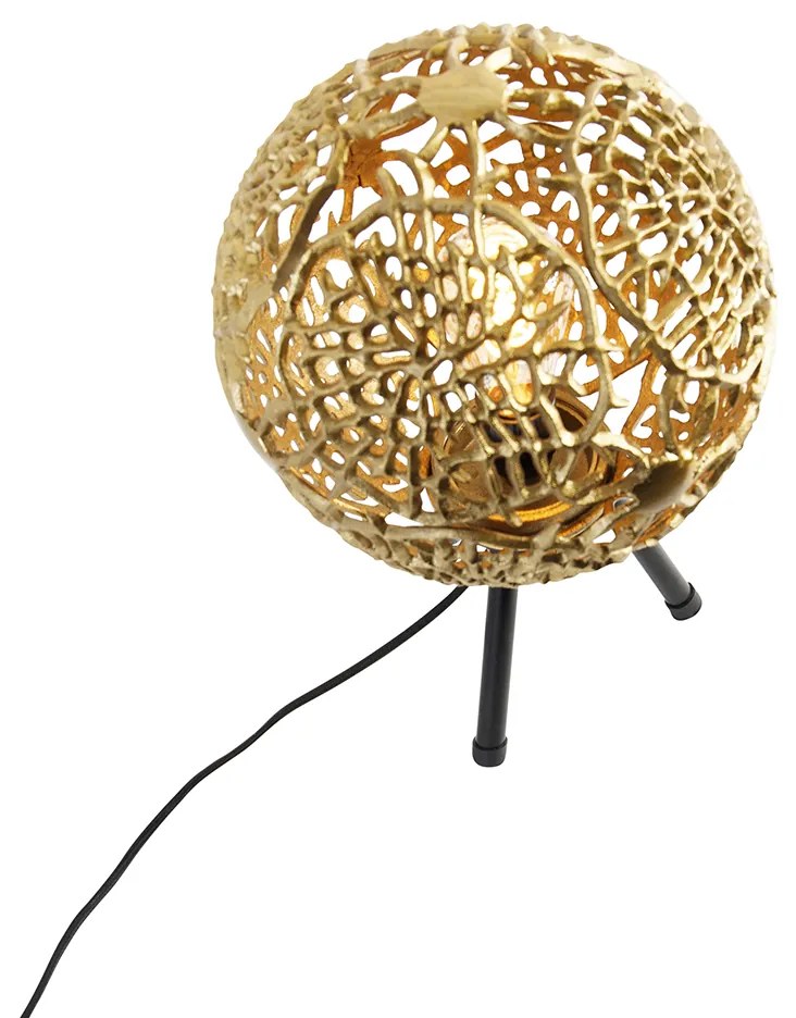 Арт Деко Настолна Лампа Трипод Златиста с Черно - Maro