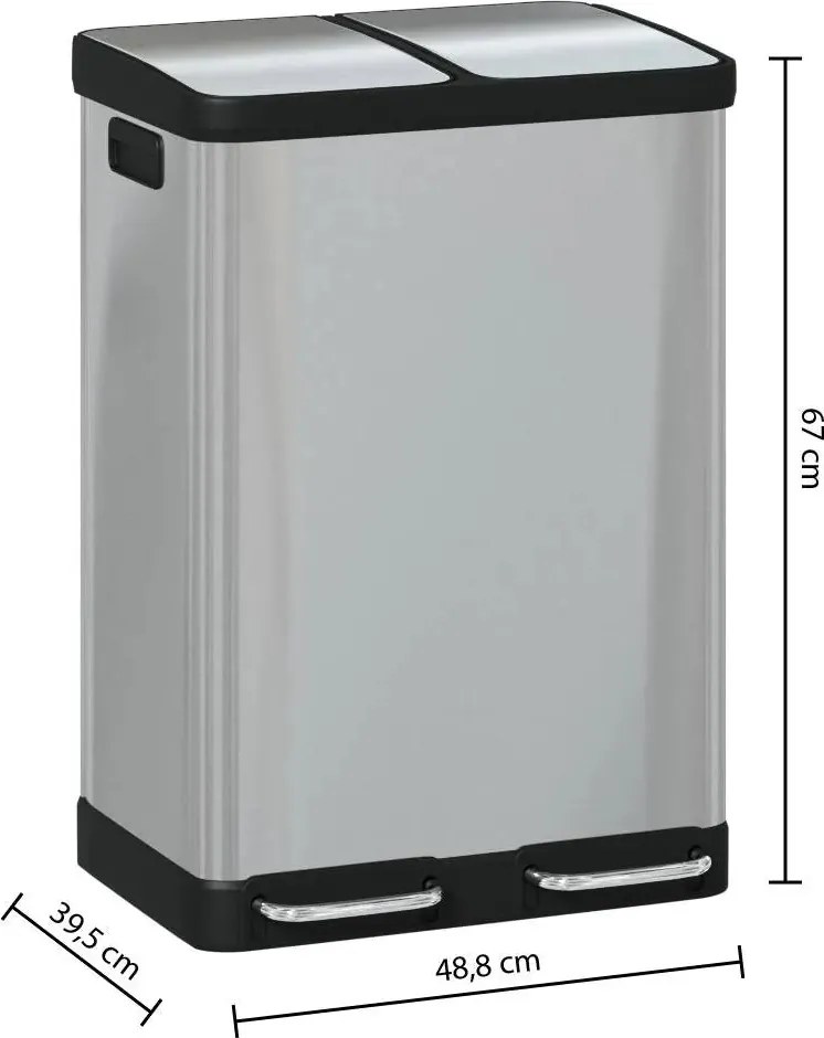 Кош за рециклиране 5five Ariane, Метал, 2x30 L - Инокс