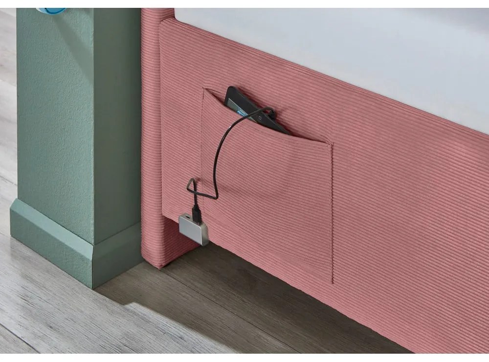 Розово тапицирано детско легло 90x200 cm без ламелно дъно Cool – Meise Möbel