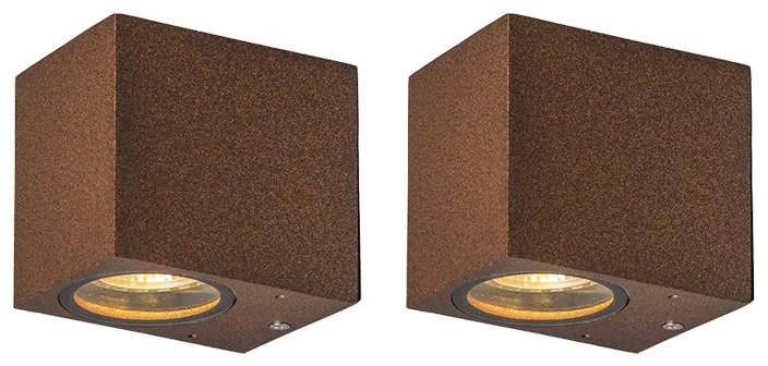 Комплект от 2 индустриални стенни лампи ръждиво кафяв IP44 - Baleno