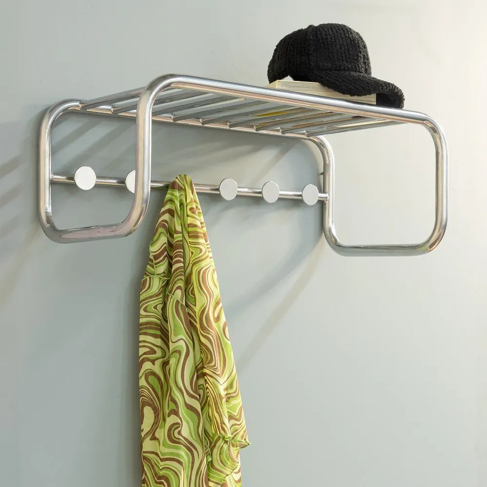 Метална стенна закачалка в сребрист цвят с рафт 72 cm Retro – Spinder Design