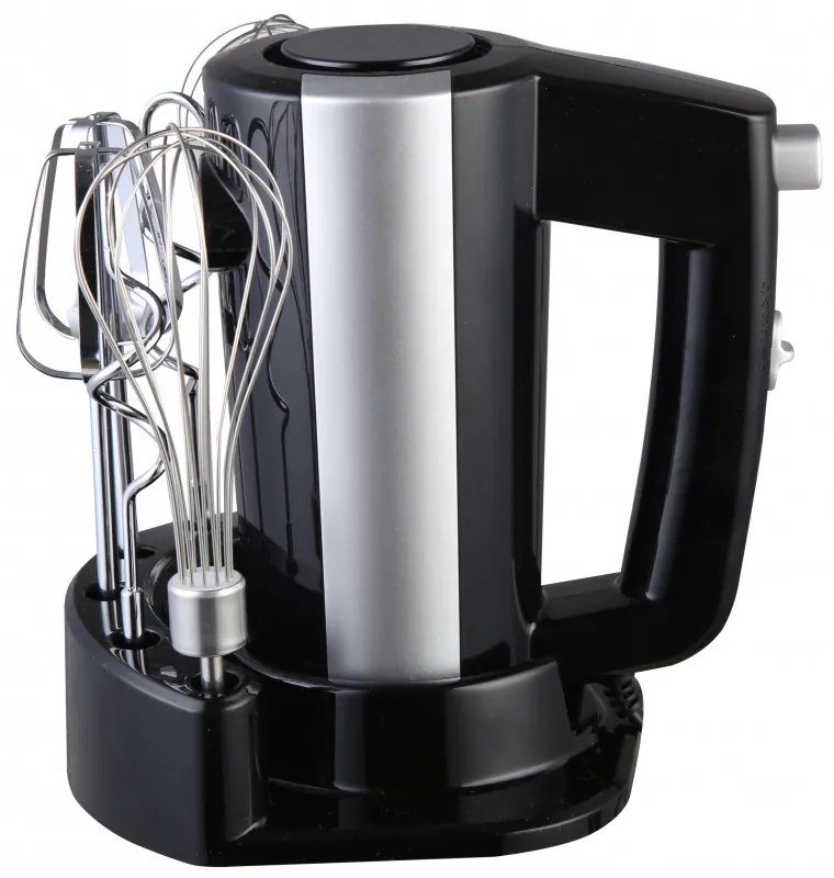 Миксер Rosberg R51110KB, 300 W, 5 скорости + Турбо, Поставка за аксесоари, Черен/сребрист