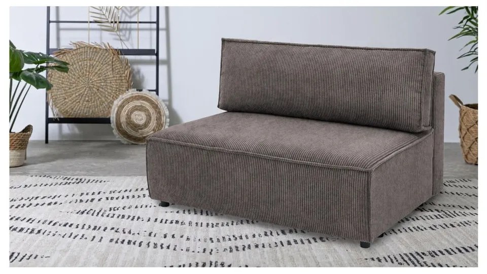 Светлокафяв модул за диван от велур, централна част Nihad modular - Bobochic Paris