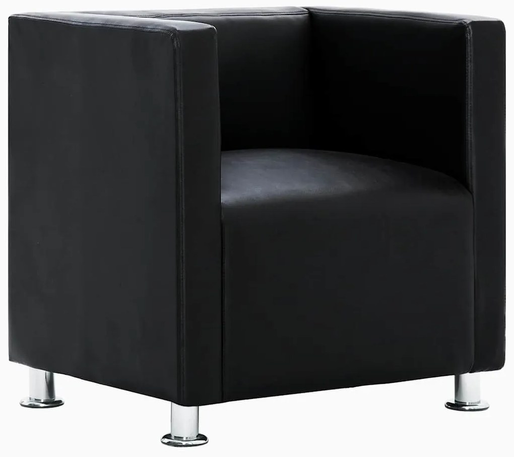 240068 vidaXL Фотьойл с кубична форма, черен, изкуствена кожа