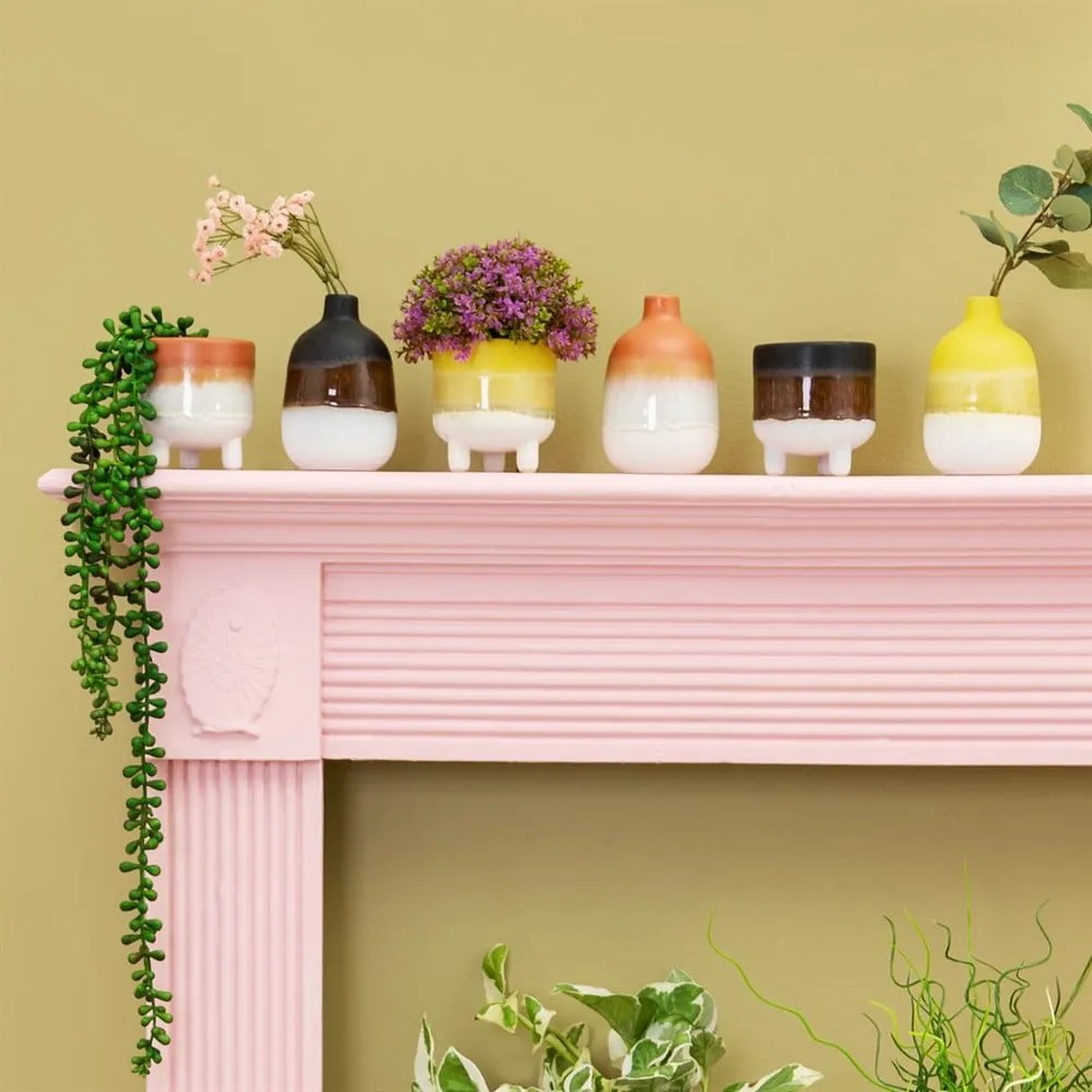 Оранжево-бяла саксия Bohemian Home , ø 7,5 cm Mojave - Sass &amp; Belle