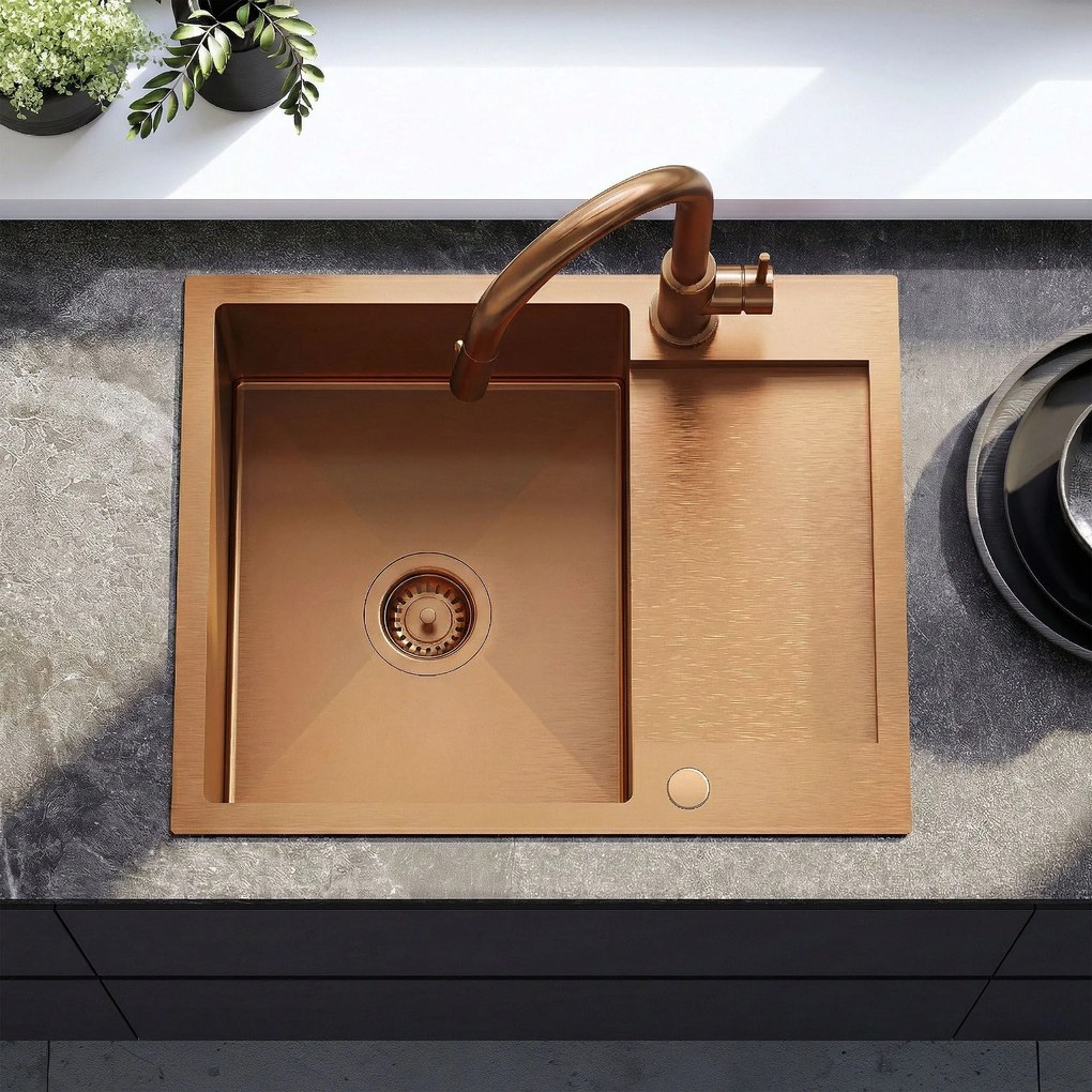 Стоманена мивка Paul BRUSH COPPER