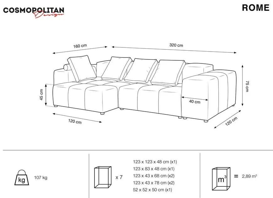 Бежов ъглов диван от кадифе (променлива) Rome Velvet - Cosmopolitan Design