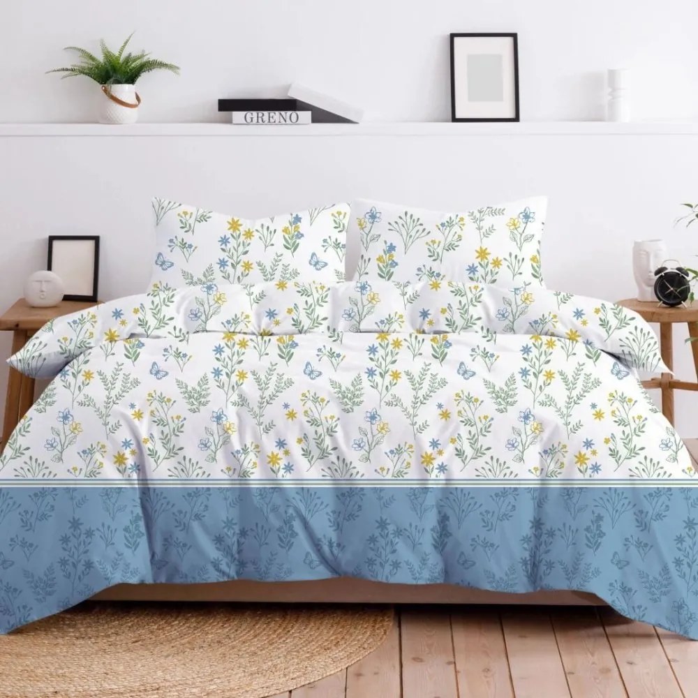 Премиум памучно спално бельо цветя от ливада Ширина: 220 см | Дължина: 200 см