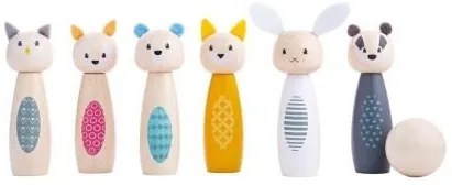 Bigjigs - Дървен мини боулинг - Горски животни