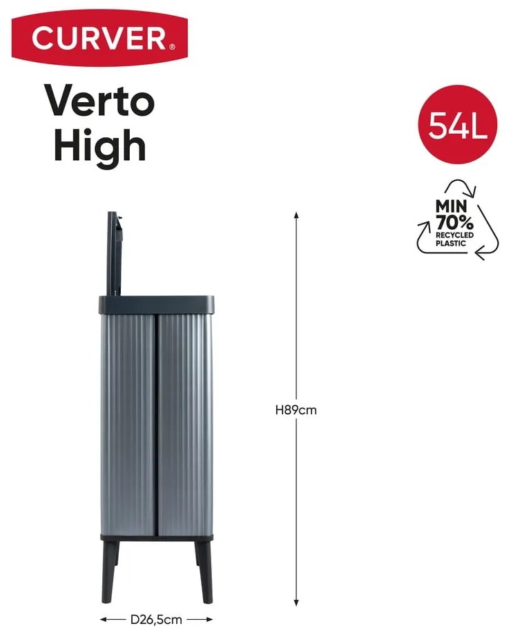Розово кошче за боклук за рециклиране от рециклирана пластмаса 54 l Verto Recycle – Curver