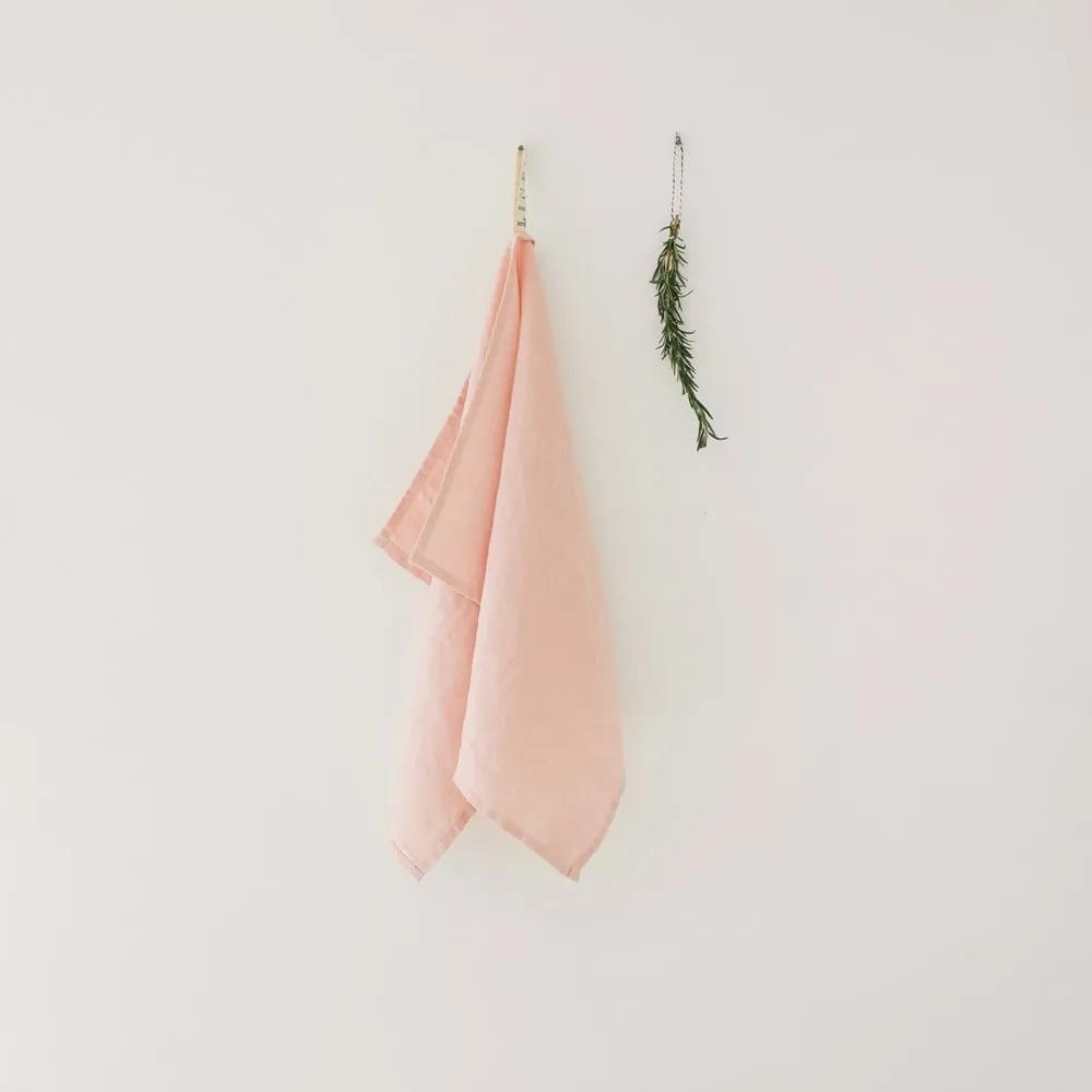 Розова ленена кърпа за чай , 65 x 45 cm - Linen Tales