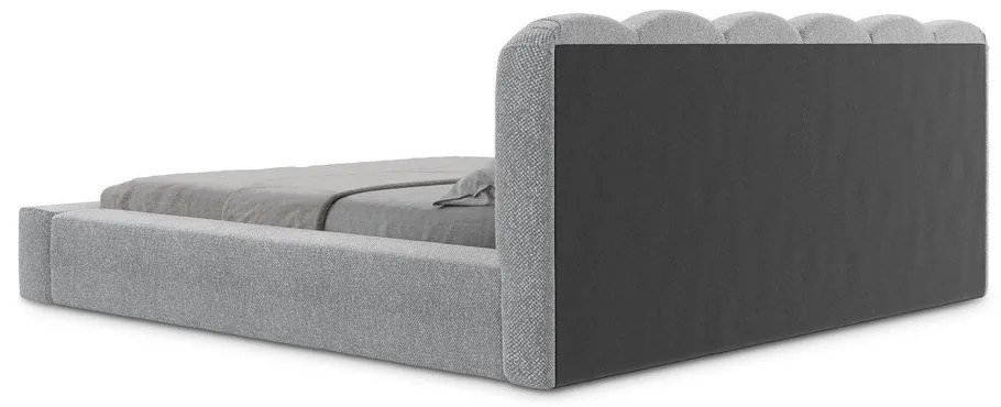 Сиво двойно тапицирано легло с място за съхранение и включена подматрачна рамка 160x200 cm Mano – Makamii