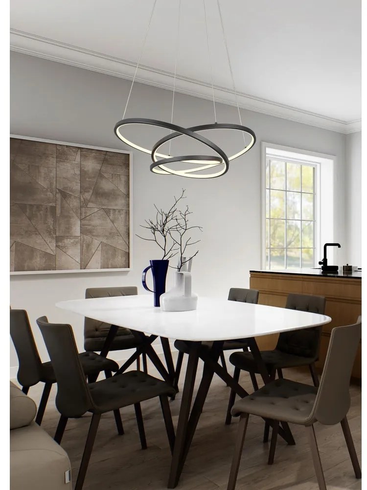 Матово черно LED затъмняващо се висящо осветително тяло Darvin – Trio