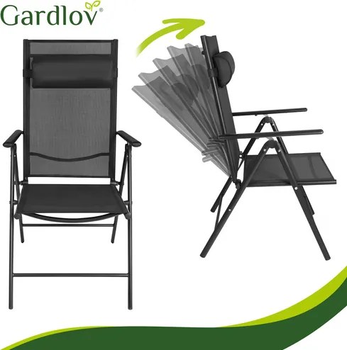 Сгъваеми градински столове Gardlov – 2 броя, черни за тераса и градина