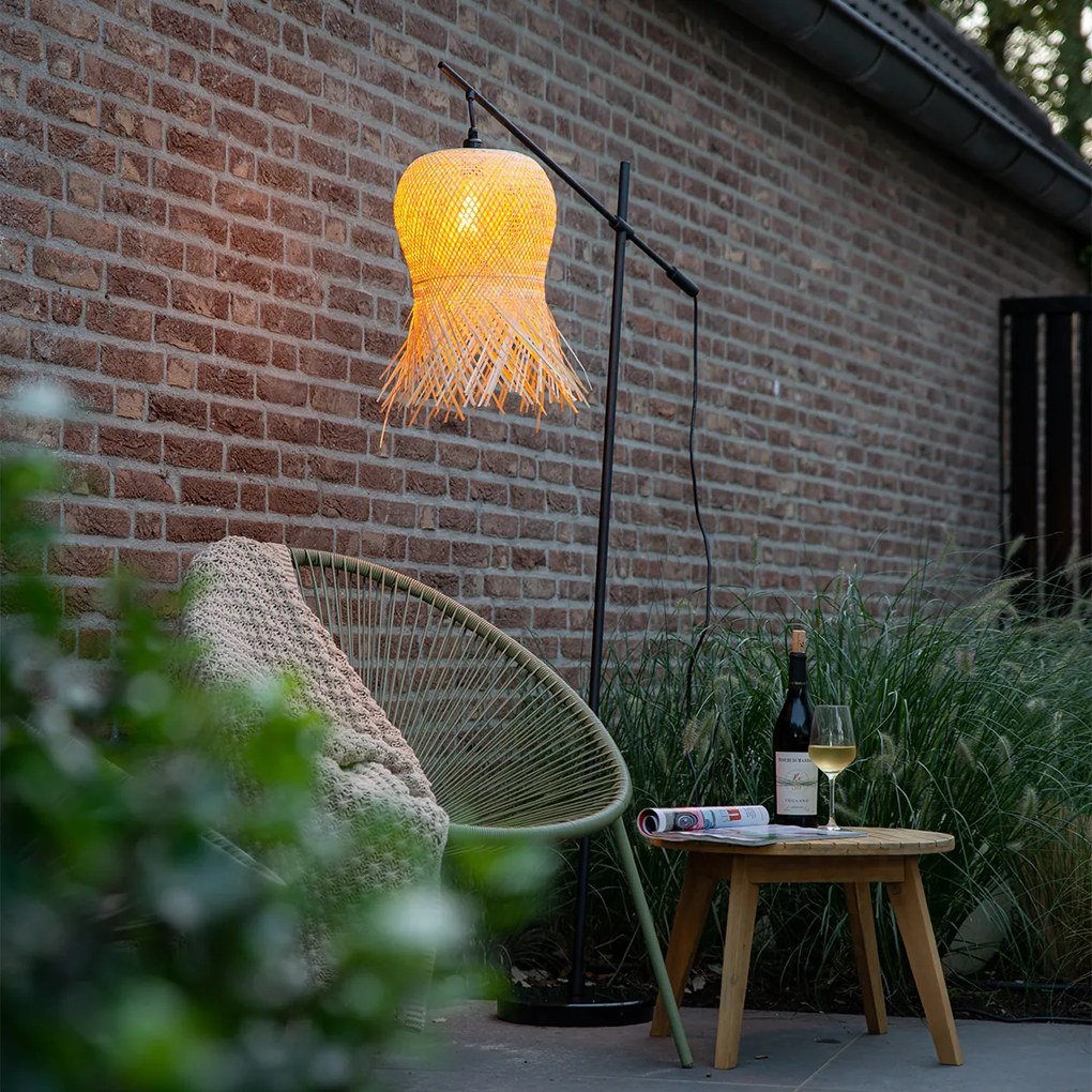 Ориенталска подова лампа за външен монтаж бамбук IP44 - Carlos