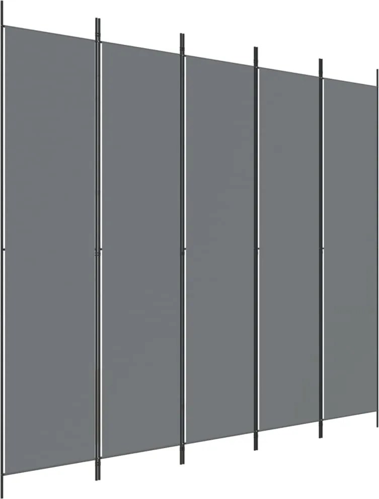 Параван за стая Alaya, 5 панела, антрацит, 250x220 cм, текстил