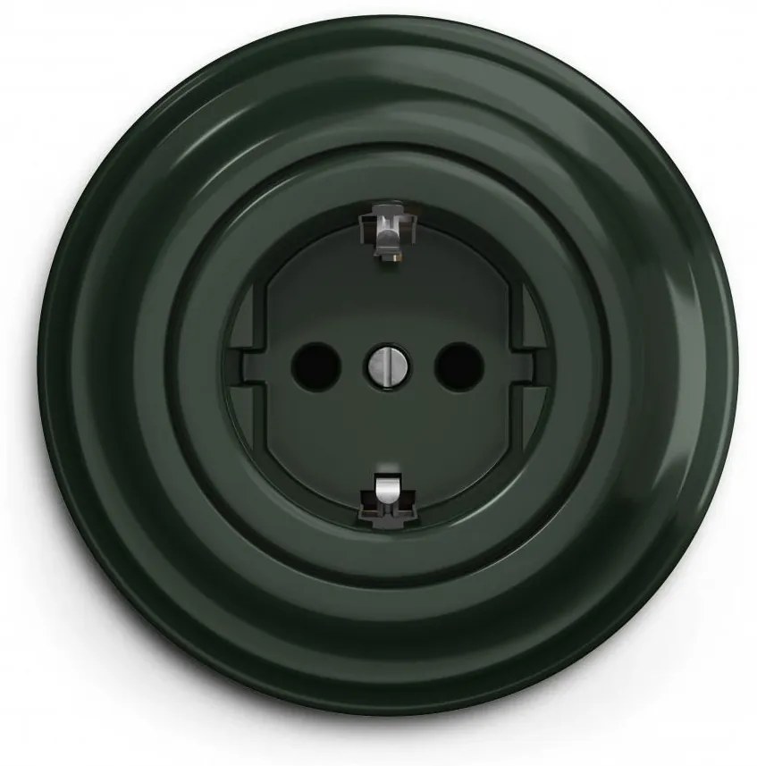 Kliklap - ретро розетка за дома с рамка SCHUKO 230V/16A, зелена