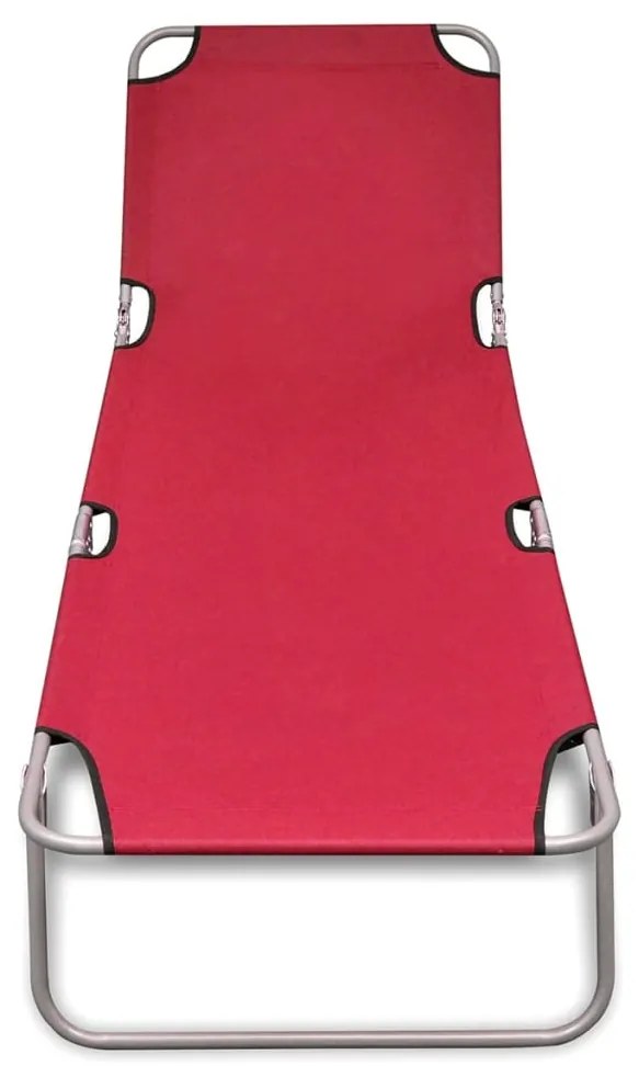 41479 vidaXL Сгъваем шезлонг, прахово боядисана стомана, червен
