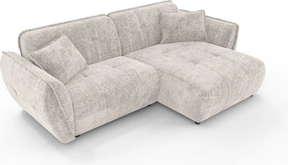 Бежов шенилов ъглов диван (десен ъгъл) Nelia – Ropez