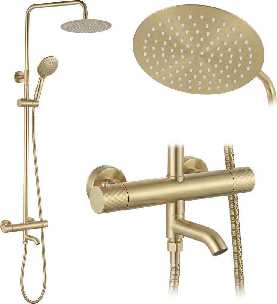 Душ система с Термостат Rea Lungo Diamond Gold Brush