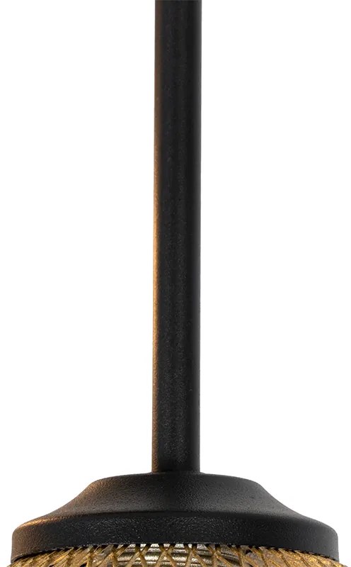 Таванна лампа в стил Арт Деко черна със злато 9-светлина - Athens Wire