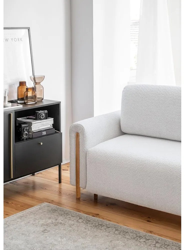 Сив сгъваем/с място за съхранение диван от прежда с примки от букле 244 cm Arcadova – ELTAP