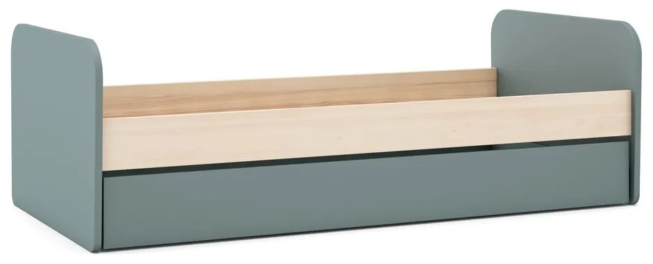 Сиво-зелено детско легло 90x200 cm от декор от бор разтегателно с място за съхранение с включена подматрачна рамка Esteban – Marckeric