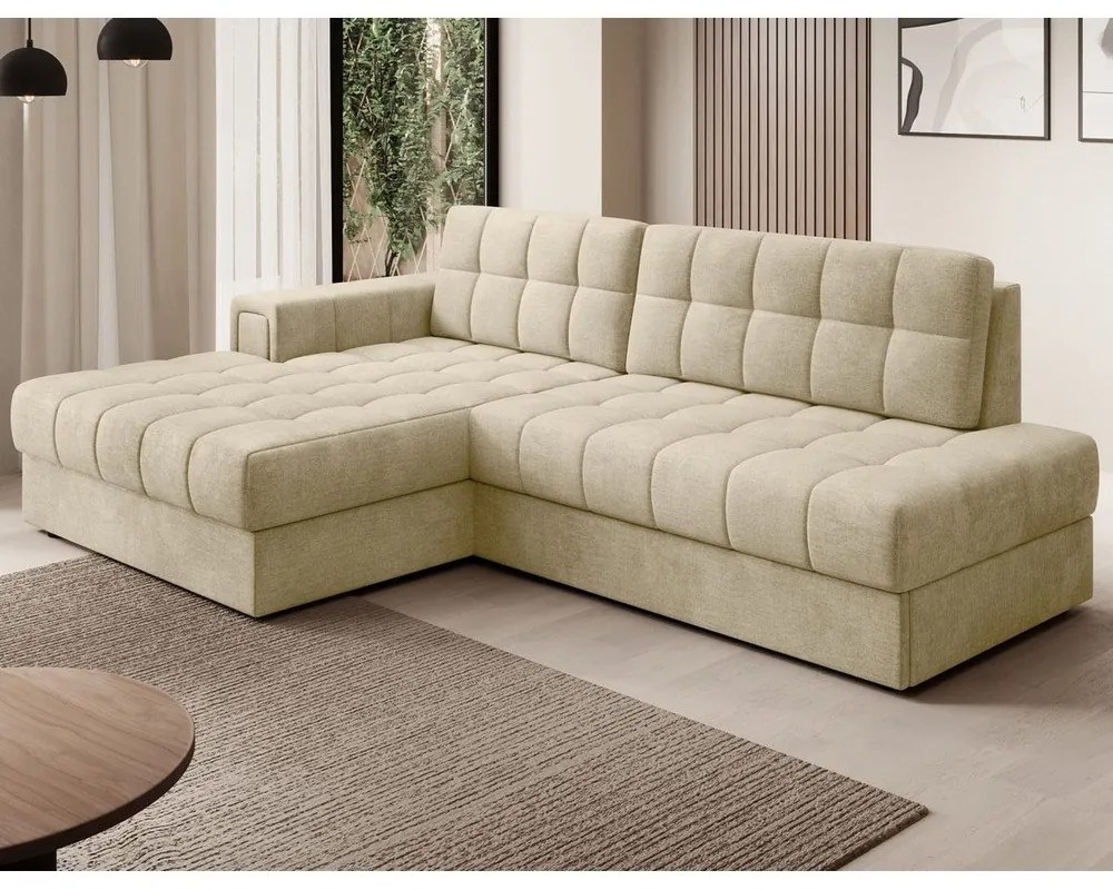 Светлокафяв кадифен сгъваем ъглов диван (ляв ъгъл) Blezalt – ELTAP