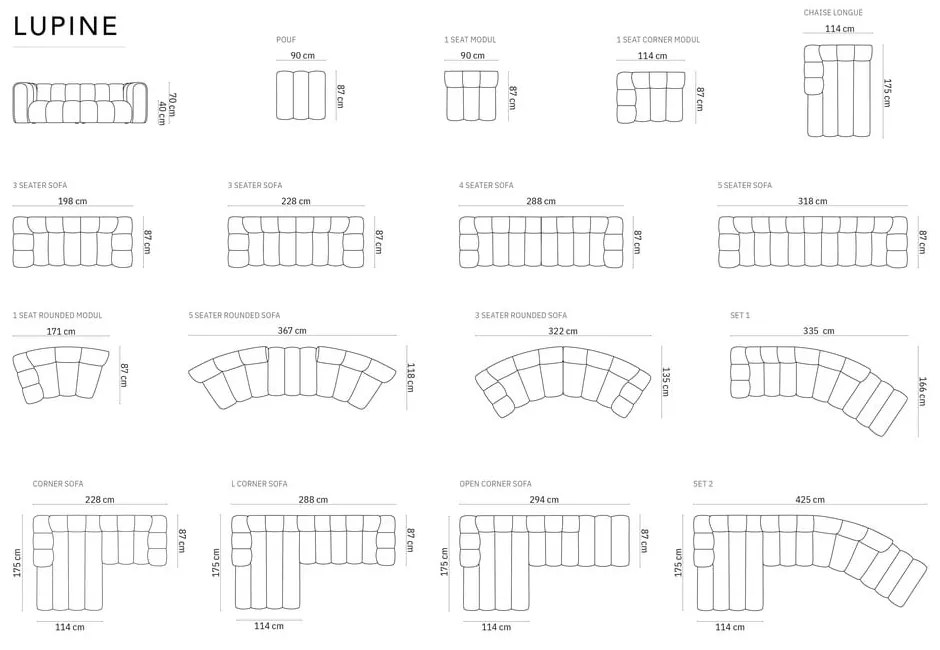 Модулен диван в тухлен цвят (десен ъгъл) Lupine – Micadoni Home