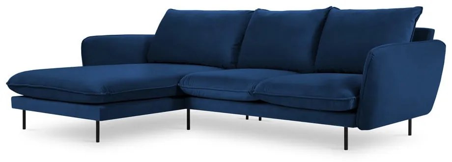 Ъглов диван от синьо кадифе (ляв ъгъл) Vienna - Cosmopolitan Design