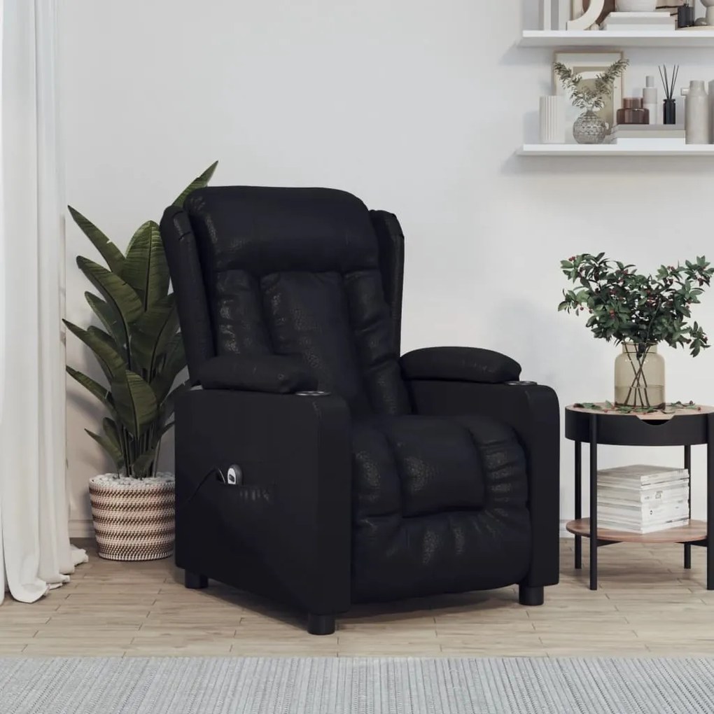 3098801 vidaXL Електрически наклоняем стол, черен, изкуствена кожа