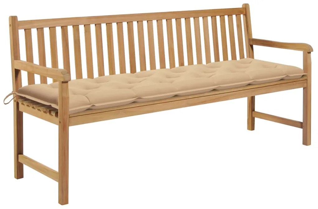 3062802 vidaXL Градинска пейка с бежово шалте, 175 см, тик масив