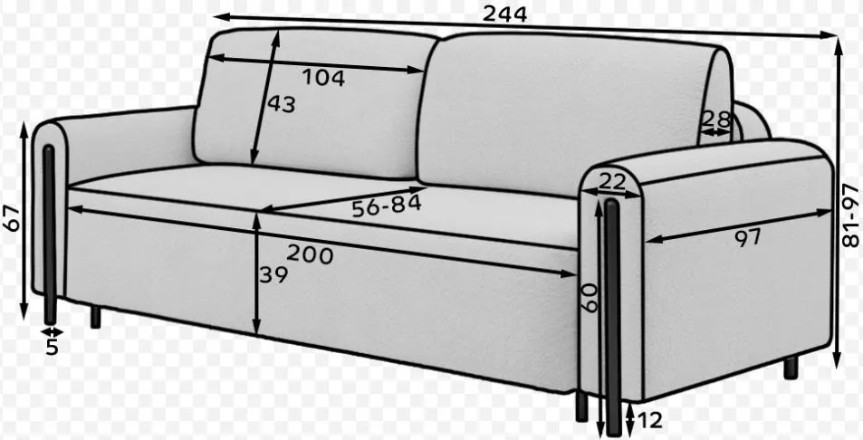 Диван - легло Avocado three-seater-Leuko-Mauro